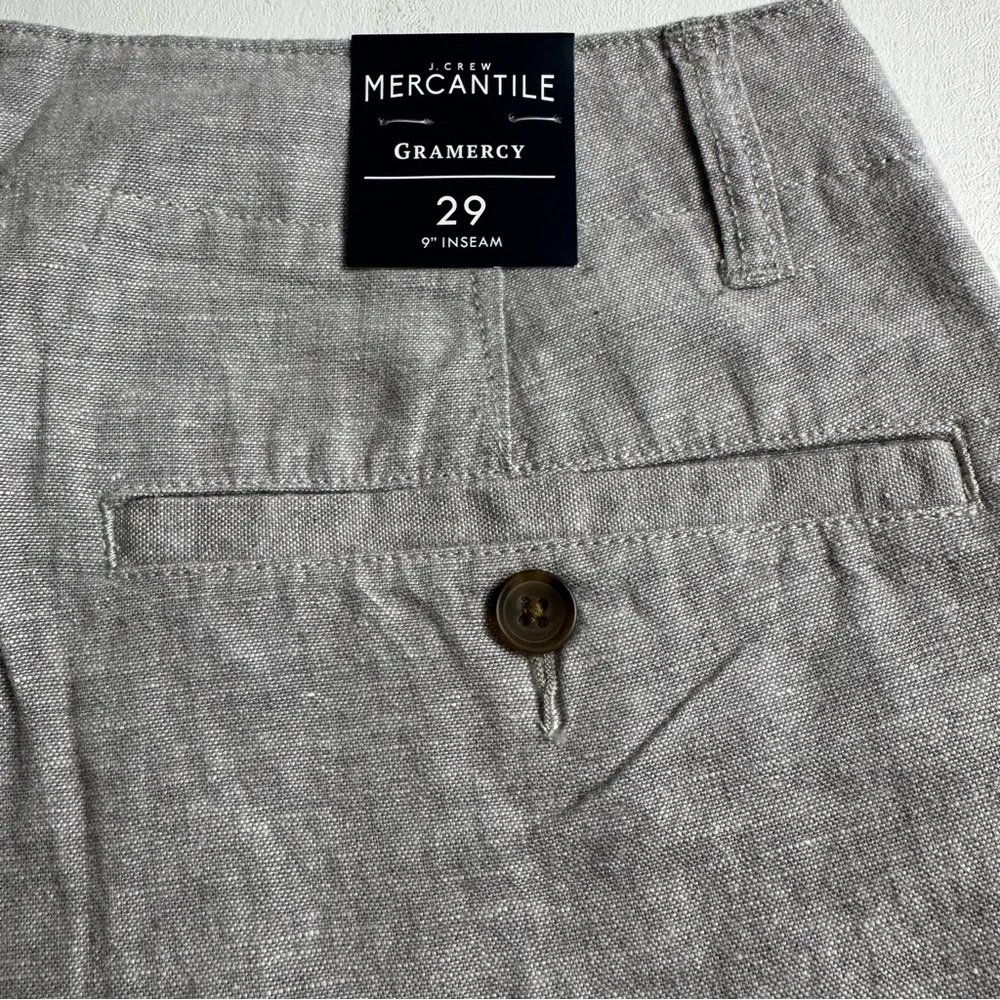 J.Crew men’s‎ size 29 Gramercy linen blend 9 inch shorts new without tags
